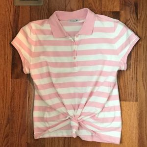 Pink and white collared shirt